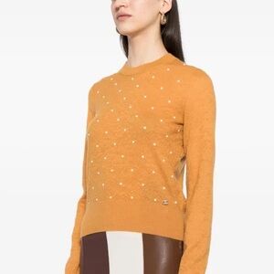 Authentic CHANEL cashmere knit caramel faux pearls sweater 🍂